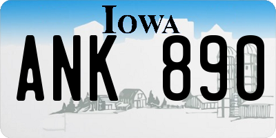 IA license plate ANK890