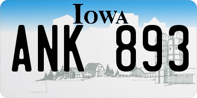 IA license plate ANK893