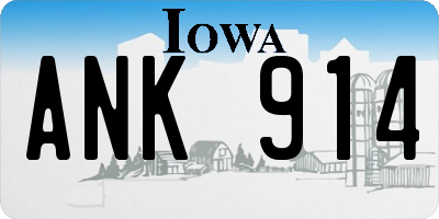 IA license plate ANK914