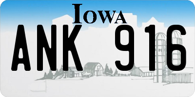 IA license plate ANK916