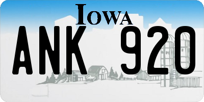 IA license plate ANK920