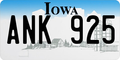 IA license plate ANK925