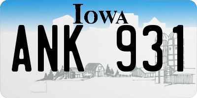IA license plate ANK931