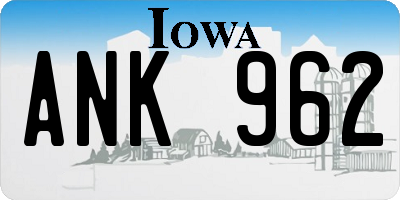 IA license plate ANK962