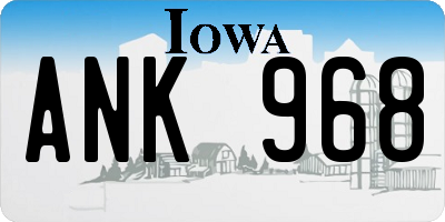 IA license plate ANK968