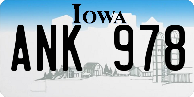 IA license plate ANK978