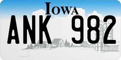 IA license plate ANK982