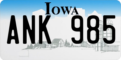 IA license plate ANK985