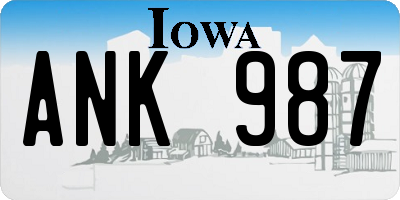 IA license plate ANK987