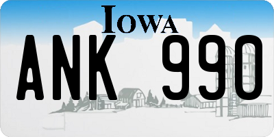 IA license plate ANK990