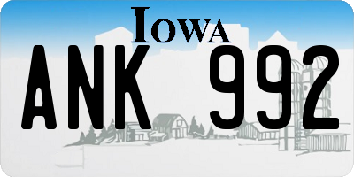 IA license plate ANK992