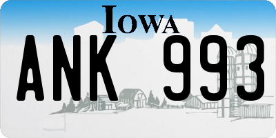 IA license plate ANK993