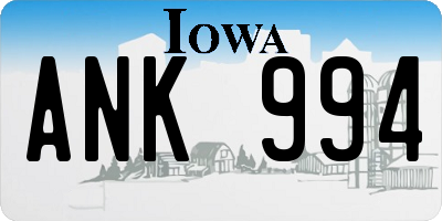 IA license plate ANK994