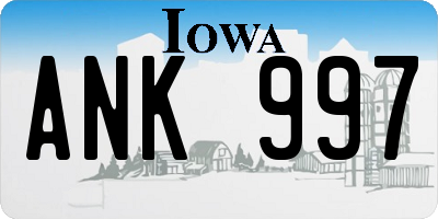 IA license plate ANK997