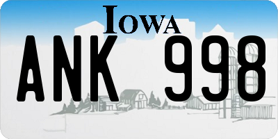 IA license plate ANK998