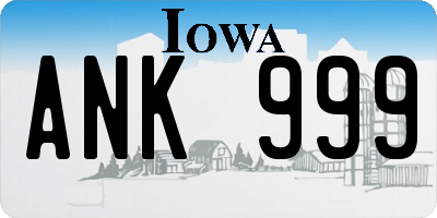 IA license plate ANK999