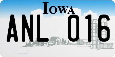 IA license plate ANL016