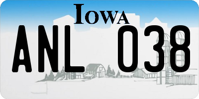 IA license plate ANL038