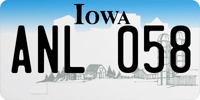 IA license plate ANL058