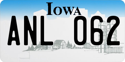 IA license plate ANL062