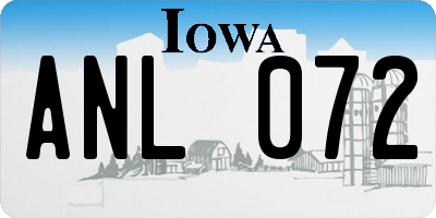 IA license plate ANL072