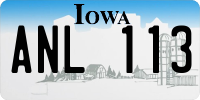 IA license plate ANL113