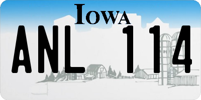 IA license plate ANL114