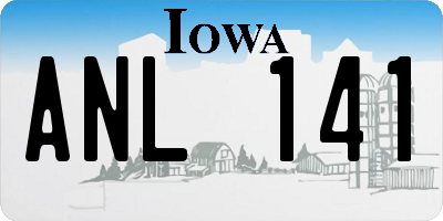 IA license plate ANL141