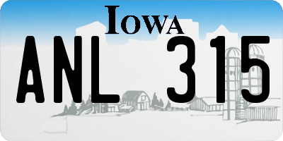 IA license plate ANL315