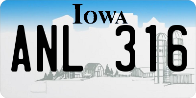 IA license plate ANL316