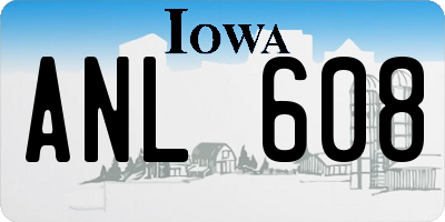 IA license plate ANL608