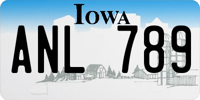 IA license plate ANL789