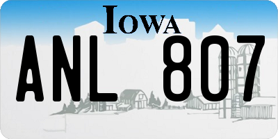 IA license plate ANL807