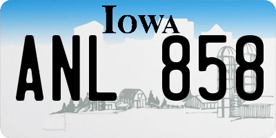 IA license plate ANL858