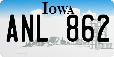 IA license plate ANL862