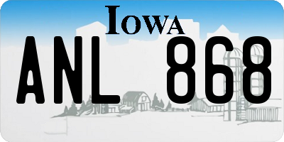 IA license plate ANL868