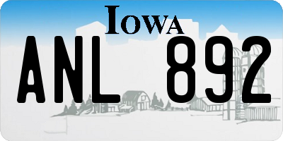 IA license plate ANL892
