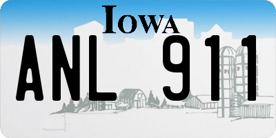 IA license plate ANL911