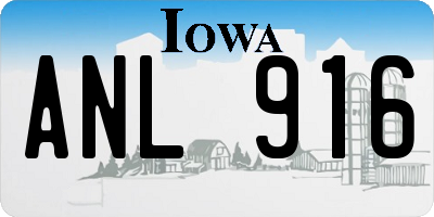 IA license plate ANL916