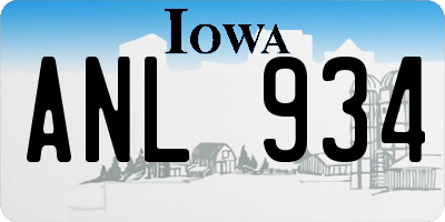 IA license plate ANL934