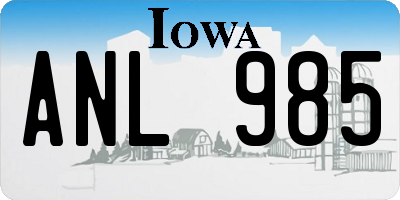 IA license plate ANL985
