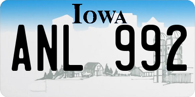 IA license plate ANL992