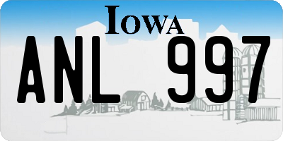 IA license plate ANL997
