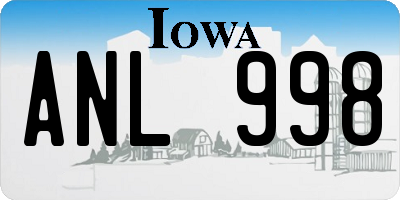 IA license plate ANL998