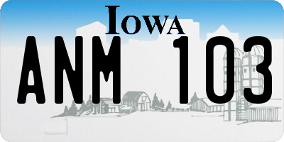 IA license plate ANM103