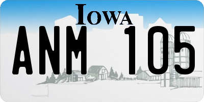 IA license plate ANM105