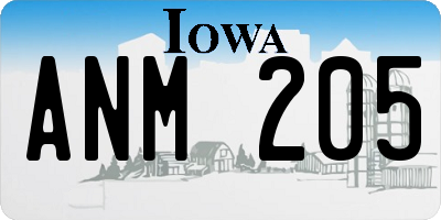 IA license plate ANM205