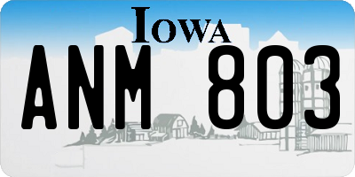 IA license plate ANM803