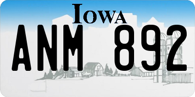 IA license plate ANM892