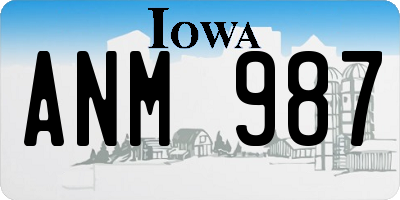 IA license plate ANM987